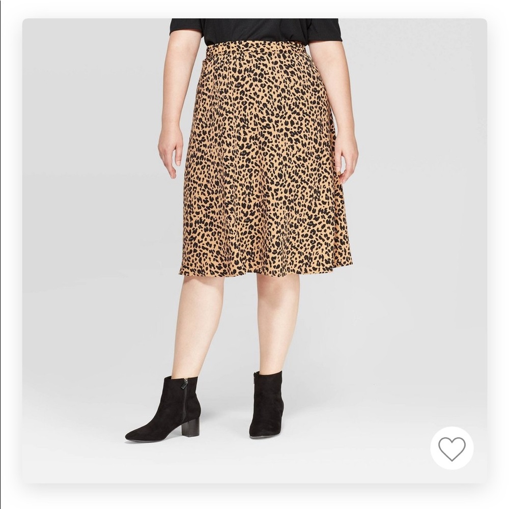 Women’s Plus Size Leopard Print Midi Skirt